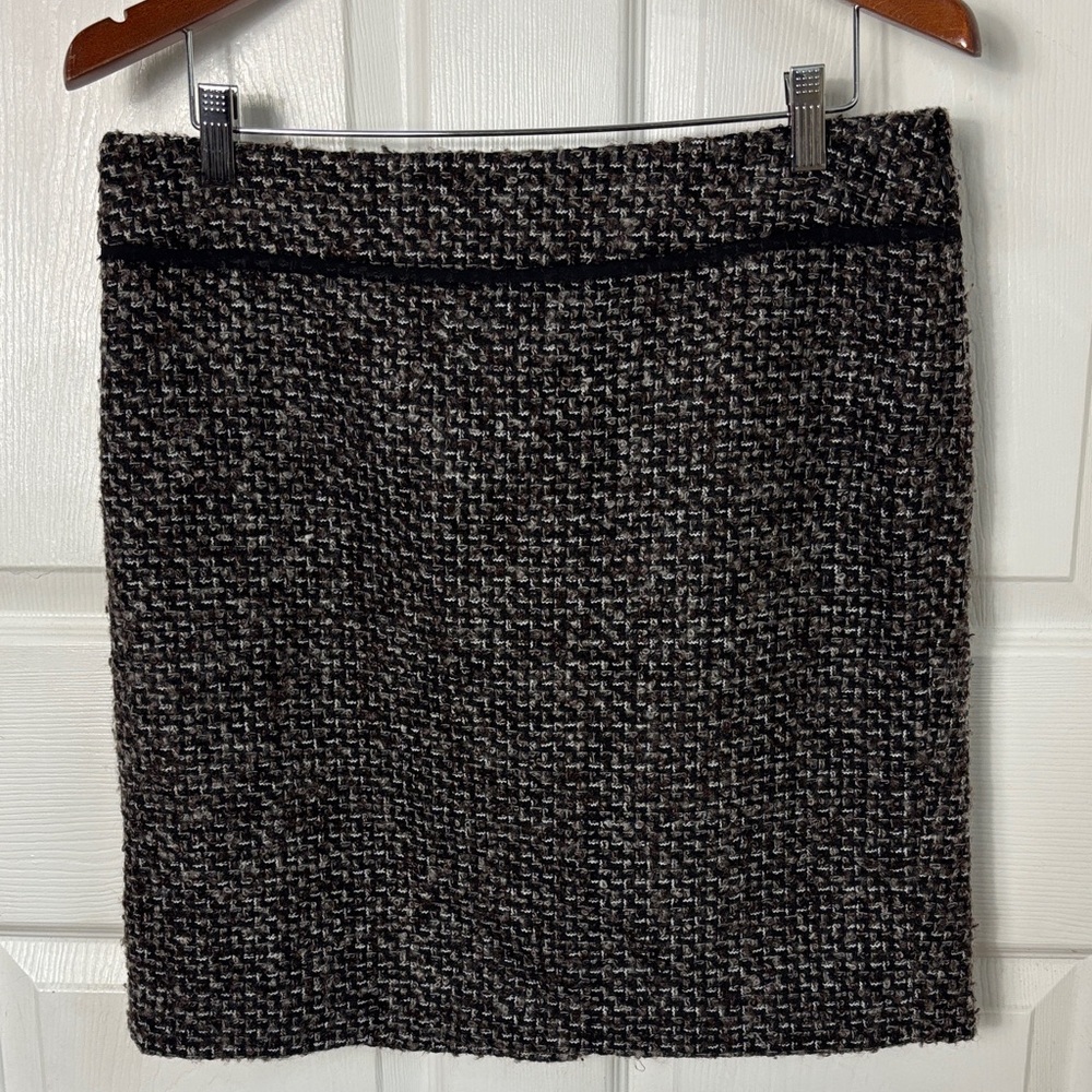 ANN TAYLOR Brown Tweed Mini Skirt Size 10 Work Career Preppy